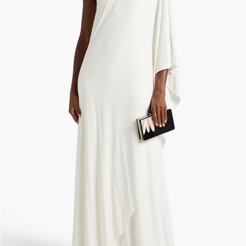Halston Heritage White One-Shoulder Slit Gown